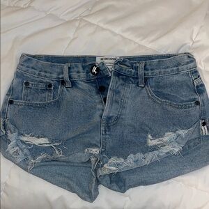 One Teaspoon Women's Light Blue Ripped Jean Shorts